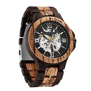 Mechanical wooden watch men luxury automatic pure wood handmade steel grain wood watches