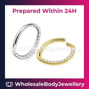 Wholesale PVD Plated Hinged Segment Rings with CZ Stones