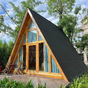 Small A-frame Wooden Cabin for Long-term Living