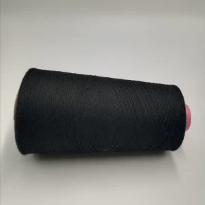 Ne16/1ply  30% carbon inside nylon staple fiber blended with 70% black polyester staple fiber for pure black touch screen gloves-XT11114