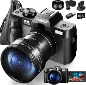 NBD Digital Camera 4K Video Camera for YouTube 3.0" Flip Screen Wide Angle Lens Macro Lens 16X Zoom
