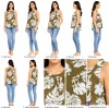 Botanical Print Khaki Green Sleeveless Top for Women