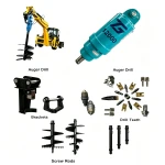 Excavator Front Attachment Hydraulic Auger Drill Heavy Duty Earth Auger Bit for Hole Digging Drilling Machine