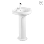 Bathroom white triangle CUPC certified ceramic corner pedestal porcelain freestanding sink