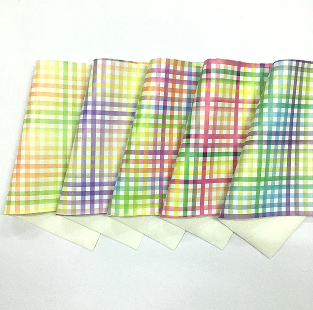 1.0 MM IMITATION COTTON WOOL RAINBOW PLAID PRINTING PU synthetic leather handbag material shoe material artificial leather