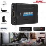 1080P HDMI to SCART to HDMI Composite Video Stereo Converter Audio Adapter with USB Cable For Box HD TV DVD STB