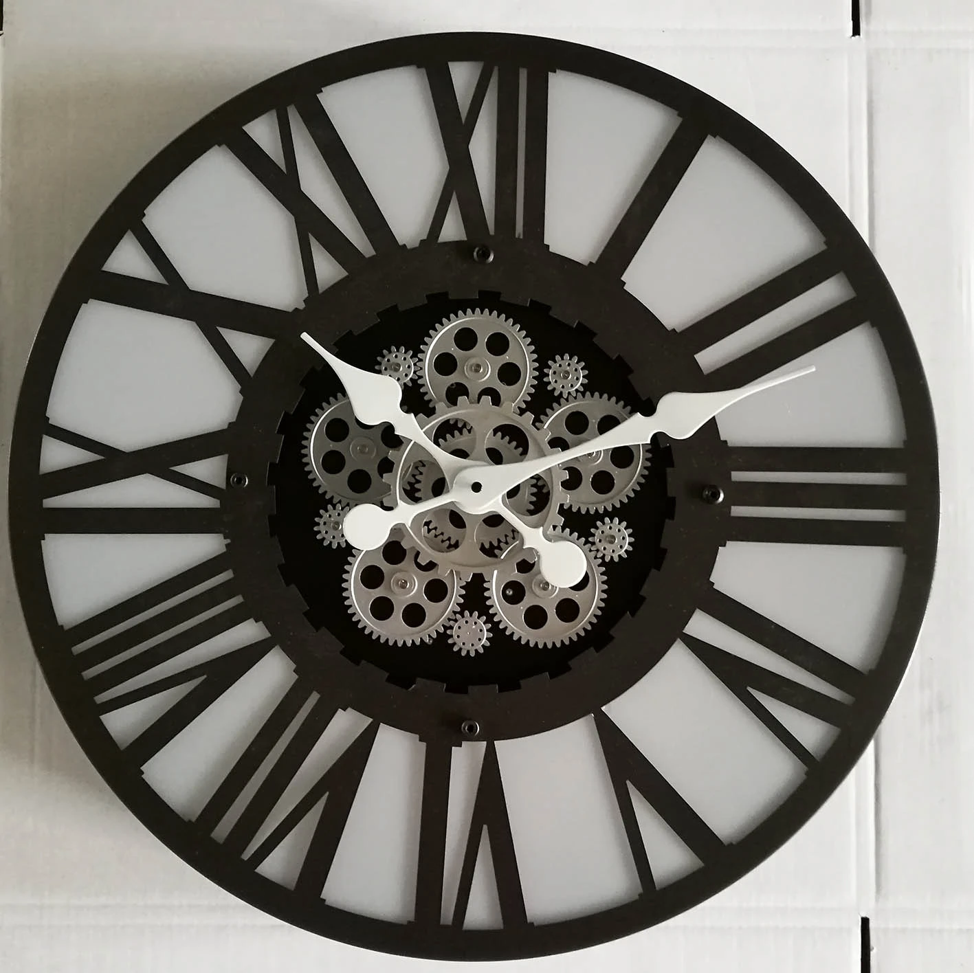 10inch metal mechanical real moving gear wall clock for decor