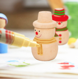 10pcs/Set DIY Wooden Snowman Dolls Toy Craft Party Supplies Cake Toppers for Christmas Party Decoration