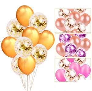 12inch 18inch 36inch transparent rose gold latex balloon fill with mixed gold rose gold color confetti balloons