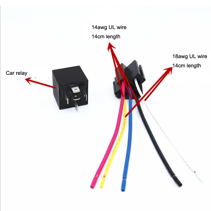 12V 24V 30 40 A Amp 4 Pin 4P Wire 5P 5 pin Automotive Auto Harness Car Relay Switch Socket