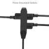 15 Feet Extension Cord/Wire, 3 Prong Grounded, 3 outlets,heavy duty Black