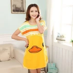 18 new summer milk silk sleeping skirt women short sleeve pajamas round collar cartoon cute printing manufacturers wholesale