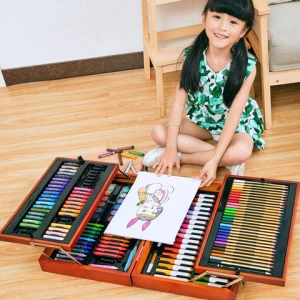 197 Piece-Deluxe Mega Wood Box Art set, Painting & Drawing Set That Contains All The Additional Supplies