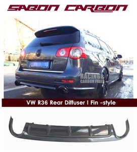 2012 Fin style carbon fiber rear diffuser valance lip for VW PASSAT R36