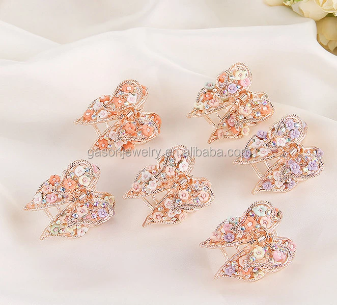 2016 new design butterfly and rhinestone hair claw for women
