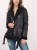 Import 2017 new arrival women winter coat black suede moto jacket with wool from China