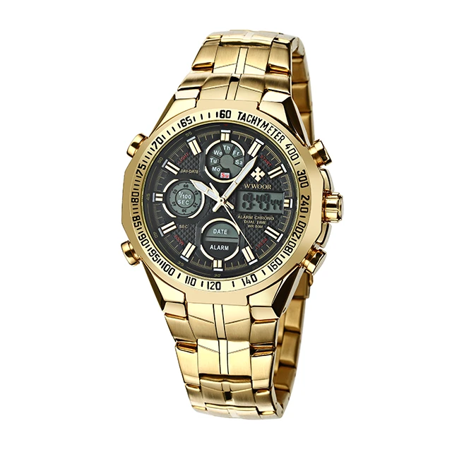 2018 luxury mens sports digital watch stainless steel back multifunction watch with water resistant