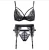 Import 2018 new design sexy lingerie black sexy lace slim soft underwire bra,sexy lingerie bra panty belt 3pcs set from China