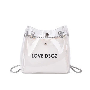 2018 Women Cross-body PU Transparent Jelly Bag Zipper Shoulder Bag,summer 2 pcs lady handbag,transparent pvc handbag