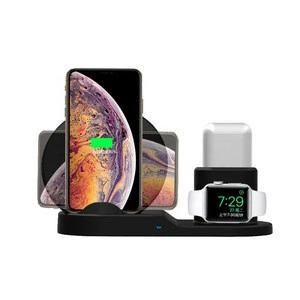 2019 New Arrival Wireless Charger 3 in1 10W Fast Wireless Charging Pad  Luxury Qi Stand Wireless Charger Mobile Phone Charger