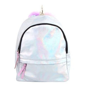 2019 New Design Faux Leather Cute Unicorn Student Kids Baby School Backpack/Holographic Laser fashion backpack for girl