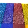 2020 African Nigerian women embroider lace fabric with beaded sequins for Color customizable