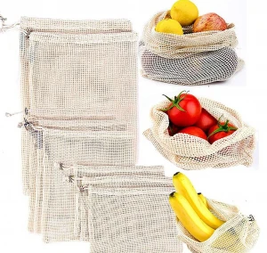 2021 hot sales eco biodegradable ecologic bags cotton  Produce Mesh Bag Reusable  Organic Cotton Eco Friendly cotton mesh bags