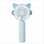 2021 New Cat Ears Handheld Small Fan Mini Portable Outdoor Mute Large Wind Charging USB Electric Fan