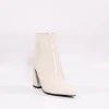 2021 new latest design fashion white leather shoes women boots with heels