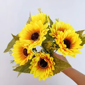 2023 wholesale high quality plants indoor decoration artificial flower Seven sunflowers