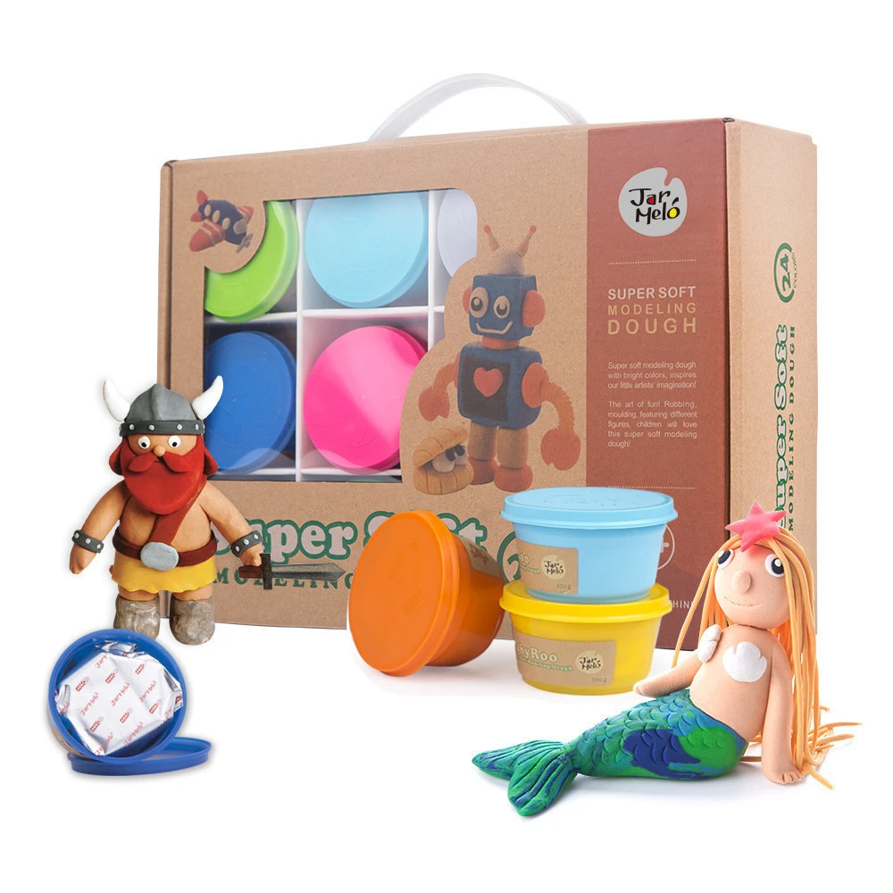 24 Colors kids colorful soft industrial super light plasticine putty playdough modeling play dough set