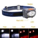 3 LED 800 Lumens 4 Modes Mini Headlamp Outdoor Headlight Waterproof Flash Head Lamp Torch Lantern For Hunting,Use AAA Battery