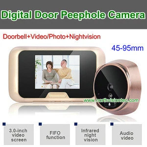3.0 inch LCD Digital Door Peephole Viewer ,HD IR camera doorbell Max 32GB memory card