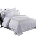 300tc 100% Cotton Plain White Luxury  Jacquard Design 5 Star Stripe Washable Quilt Cover Bed Linen Hotel Bedding Set
