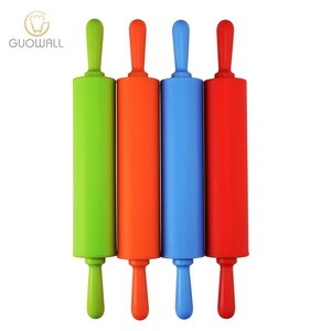 30cm With Plastic Handle Non-Stick Colorful Dough Roller silicone rolling pin