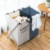 3/2 Sections Laundry Hamper Basket with Aluminum Frame Durable Dirty Clothes Bag for Bathroom Bedroom Home