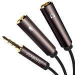 3.5mm Y Splitter 1 Jack Male to 2 Female Mic Headphone Audio Adapter Cable Brown