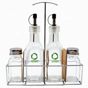 4pcs/set Condiment Sets Glass Cruet Oil Salt And Pepper Shakers Vinegar and Oil Bottle For KItchen Use