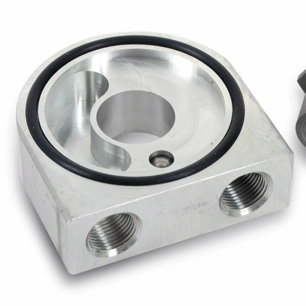 5-axis cnc machining billet aluminum double remote mount oil filter base