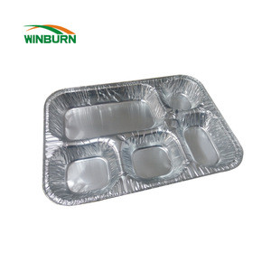 5 compartment aluminium foil tray with lid