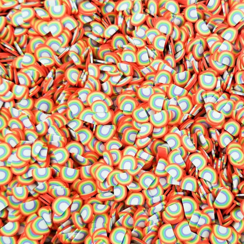 5 mm 500 Grams Rainbow Slice Polymer Clay Kawaii Sprinkles for Slime or DIY Crafts