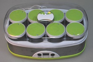 50W,1.6L Stainless Steel, Household Green Yogurt Maker with 8 green cap glass cups