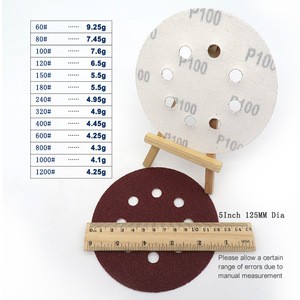 5inch 8 Holes Hook and Loop Self Adhesive Abrasive Paper Red Flocking Sandpaper for Polishing and Sanding