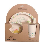 5PCs Eco friendly biodegradable tableware bamboo fiber  kitchen plate set kids dinner set dinnerware