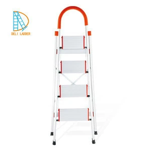 6 steps aluminum free standing household step ladder, lightweight folding stairs