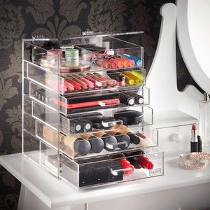 6 Tier Clear Acrylic Cosmetic Makeup Organiser Storage Box Case Drawers