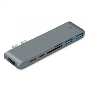 7-in-2 USB Type C Hub Dock For MacBook Pro Air Adapter 4K HDTV Hub USB 3.0 Card Reader Laptop Docking Station USB Hubs