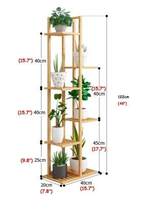 7-Tier Bamboo Plant Stand Flower Pot Display Stand Flower Rack Natural