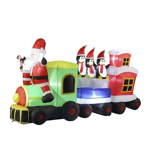 7FT Christmas decorations indoor outdoor airblown christmas inflatable Santa Train With Carriages
