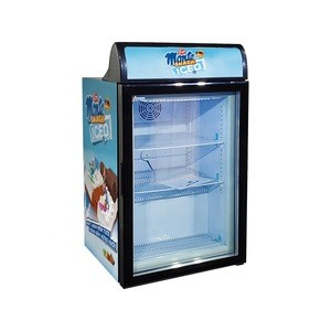 98L OEM ODM commercial ice cream freezer glass door counter top freezer
